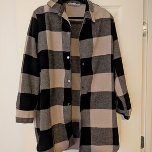 Black and White Plaid Coat